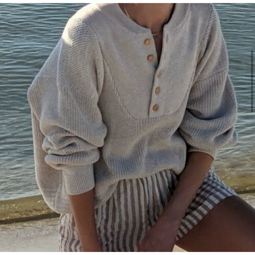 NA NIN Bud Pima Cotton Striped Henley (Latte) - Picture 6 of 10